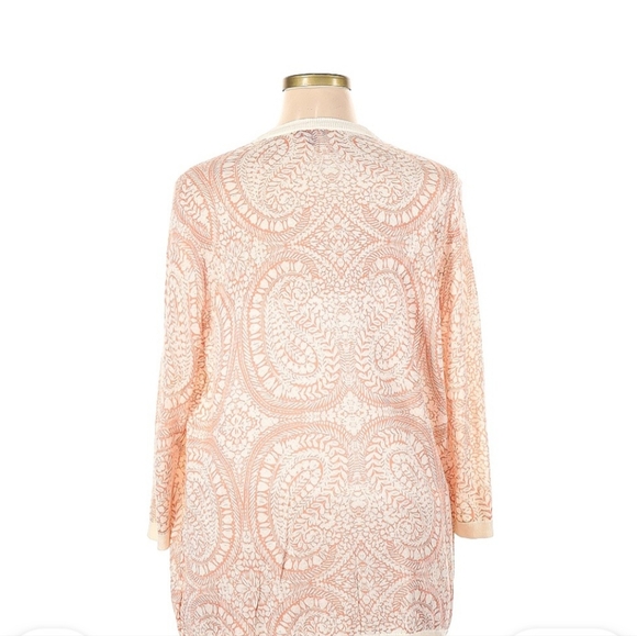 Talbots Peach Lace Print Cardigan - Picture 2 of 3